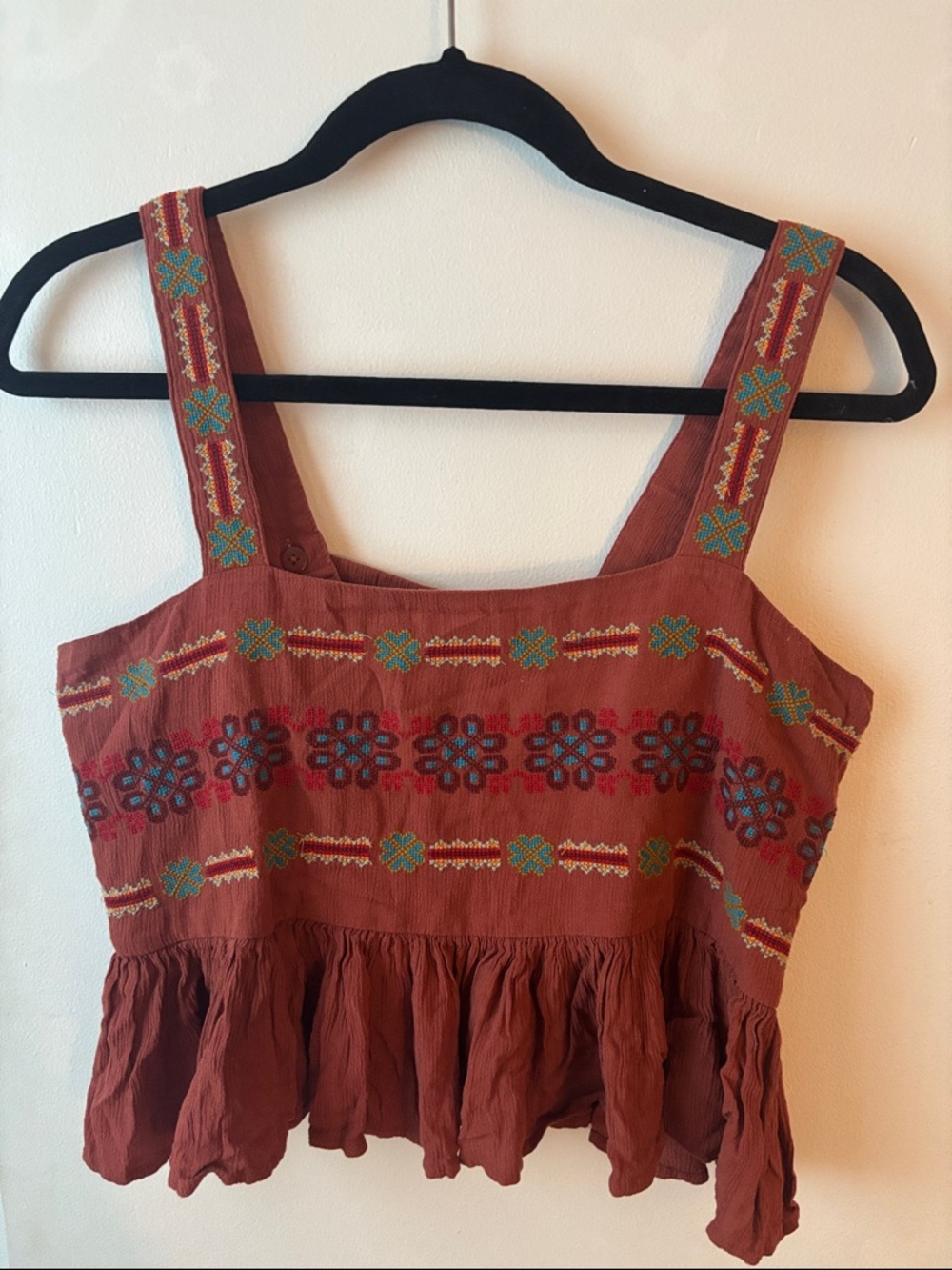 American Eagle Outfitters Flowy Embroidered Crop Top